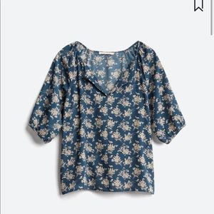 Navy split neck blouse size M